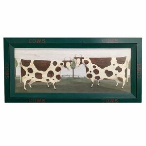 The Uttermost Company || Vintage Wood Framed Art Cow Steer 24” x 12” #8892